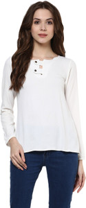 Avoir Envie Casual Full Sleeve Solid Women's White Top