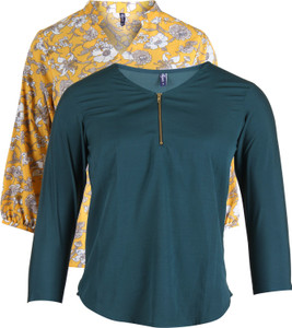 Vvoguish Casual 3/4th Sleeve Solid Women's Green, Multicolor Top