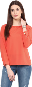 Rare Casual 3/4th Sleeve Solid Women's Orange Top