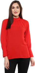 Sassafras Casual Full Sleeve Solid Women's Red Top