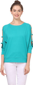 Fashion Expo Casual 3/4th Sleeve Solid Women's Green Top