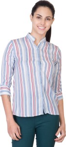 Khhalisi Party 3/4th Sleeve Striped Women's Blue Top