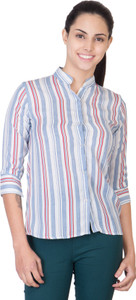 Khhalisi Party 3/4th Sleeve Striped Women's Blue Top
