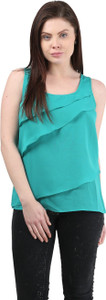 Mayra Casual Sleeveless Solid Women's Green Top