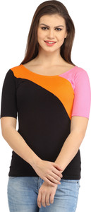 Cation Casual 3/4th Sleeve Solid Women's Multicolor Top