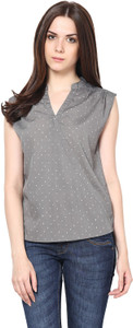 Harpa Casual Sleeveless Printed Women's Grey Top