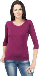 Kalt Casual 3/4th Sleeve Self Design Women's Brown Top