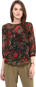Arovi Casual 3/4th Sleeve Floral Print Women's Multicolor Top