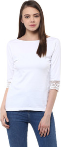 Miss Chase Party 3/4th Sleeve Solid Women's White Top
