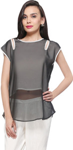 Delfe Casual Sleeveless Solid Women's Black Top