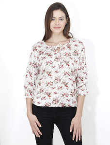 Mayra Casual 3/4th Sleeve Printed Women's White Top