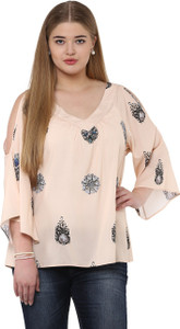 Plus Wink Casual 3/4th Sleeve Printed Women's Pink Top