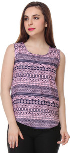 Purys Casual Sleeveless Printed Women's Pink Top