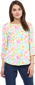 Arovi Casual 3/4th Sleeve Floral Print Women's Multicolor Top