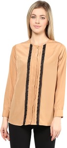 Martini Casual Full Sleeve Solid Women's Beige Top