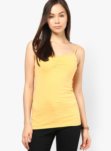 Only Casual Noodle strap Solid Women's Yellow Top