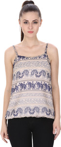 Marzeni Casual Noodle strap Animal Print Women's Multicolor Top