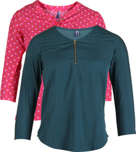 Vvoguish Casual 3/4th Sleeve Solid Women's Green, Pink Top