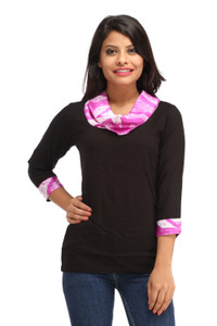 Cottinfab Casual 3/4th Sleeve Solid Women's Pink Top