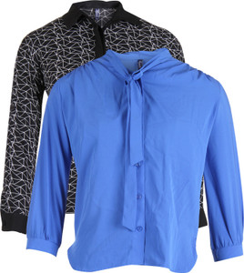 Vvoguish Casual 3/4th Sleeve Solid Women's Blue, Black Top