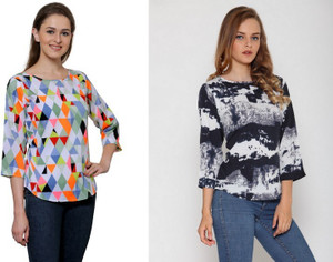 Stop Look Casual 3/4th Sleeve Printed Women Multicolor Top