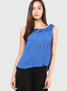 Vero Moda Casual Sleeveless Solid Women's Blue Top