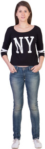 GsaEnterprises Casual Full Sleeve Printed Women's Black Top