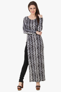 Texco Casual Full Sleeve Printed Women's Black, White Top