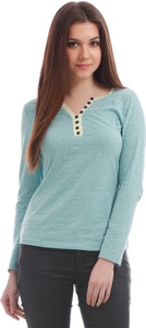 Texco Casual Full Sleeve Self Design Women's Green Top