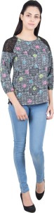 G & M Collections Party 3/4th Sleeve Printed Women's Multicolor Top