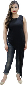 CrazeVilla Casual Sleeveless Solid Women Black Top