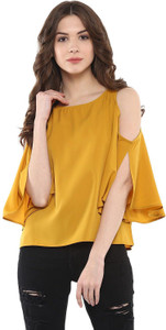 Harpa Casual 3/4th Sleeve Solid Women's Multicolor Top