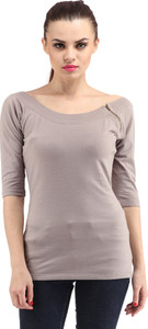 Cation Casual 3/4th Sleeve Solid Women's Grey Top
