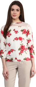 Mayra Casual 3/4th Sleeve Printed Women's White Top