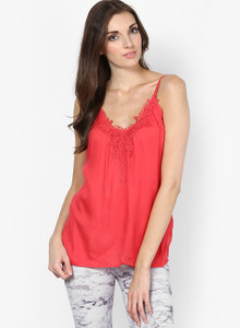 Vero Moda Casual Noodle strap Solid Women's Red Top