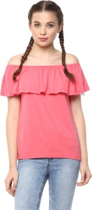 Harpa Casual Sleeveless Solid Women's Pink Top