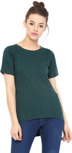 Miss Chase Casual Short Sleeve Solid Women's Green Top