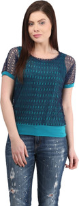 Mayra Casual Short Sleeve Solid Women's Blue Top