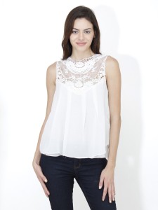 Mayra Casual Sleeveless Solid Women's White Top