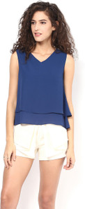 Martini Casual Sleeveless Solid Women's Blue Top