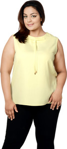 Calae Casual Sleeveless Solid Women Yellow Top