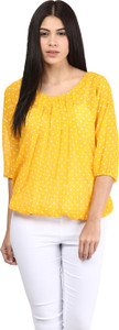 Mayra Casual 3/4th Sleeve Printed Women's Yellow Top