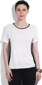 United Colors of Benetton Casual Short Sleeve Solid Women's White, Black Top