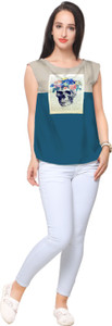Ahalyaa Party Sleeveless Printed Women's Multicolor Top