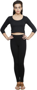 Finesse Casual 3/4th Sleeve Solid Women's Black Top