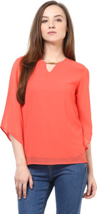 Rare Casual Short Sleeve Solid Women's Pink Top
