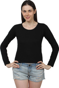 American Life Casual Full Sleeve Solid Women's Black Top