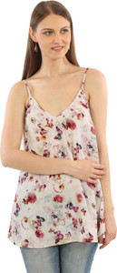 Good Fashion Casual Noodle strap Printed Women's White Top