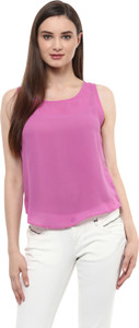 Calgari Casual Sleeveless Solid Women's Pink Top