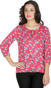 Mayra Party 3/4th Sleeve Floral Print Women's Pink Top